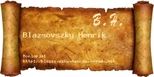 Blazsovszky Henrik névjegykártya