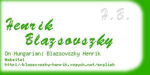 henrik blazsovszky business card